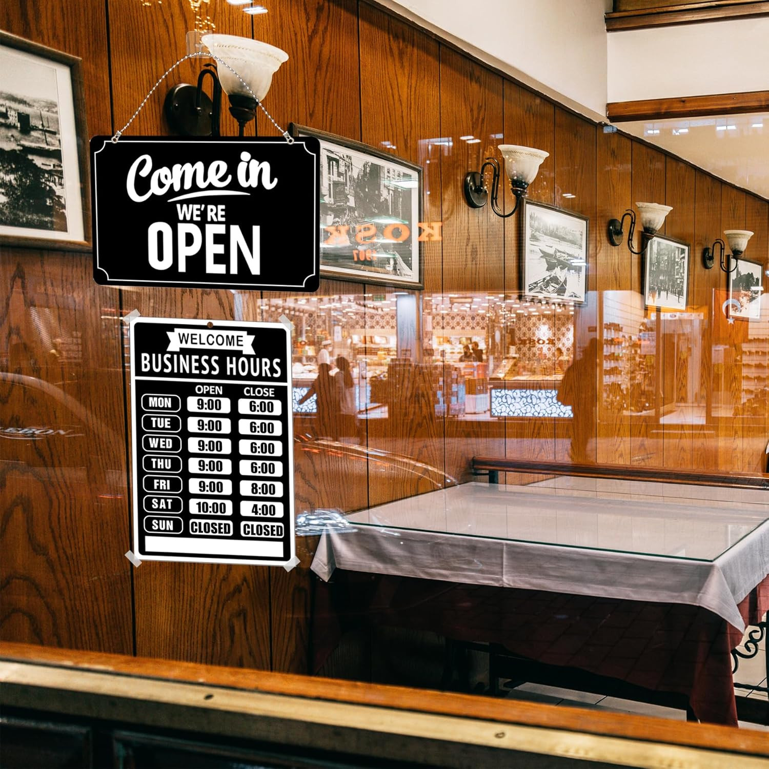 Open Closed Signs Business Hours Sign Set for Window Door Open Signs for Busines