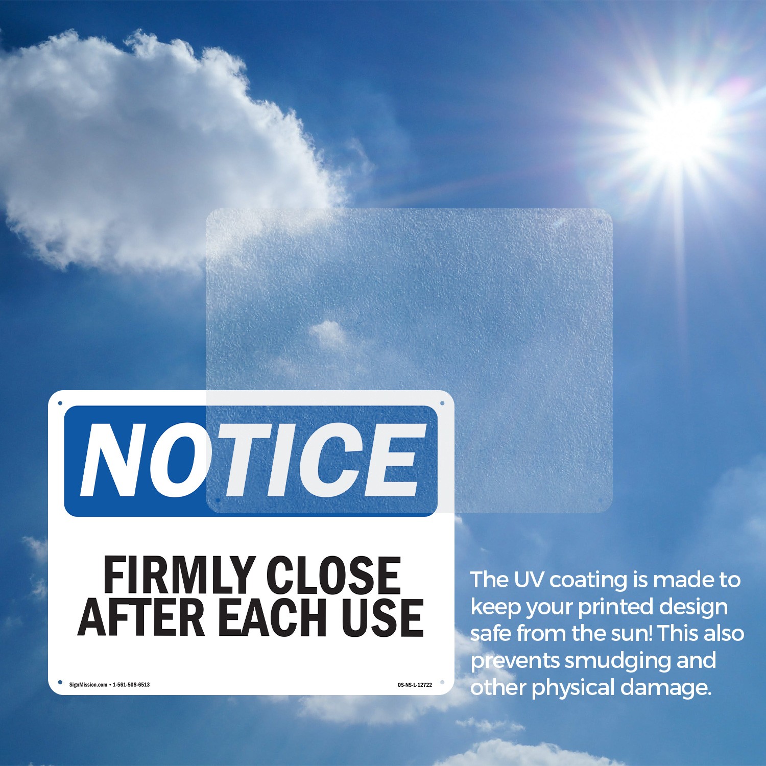Firmly Close Door After Each Use OSHA Notice Sign Metal, Decal – 5 or 10 Pack