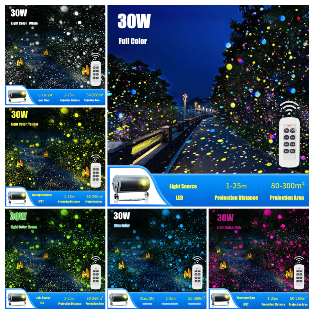 30W Outdoor Dynamic Firefly LED Starry Sky Projection Light For Home Garden Deco