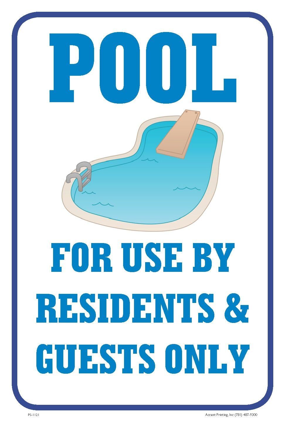 Pool for Use by Residents/Guests Only | Single-sided Parking Sign | 12″W x 18″H