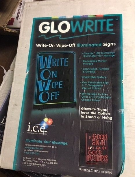 Glowrite LED Illuminated Sign 12″ x 18″ write on wipe off Message Board