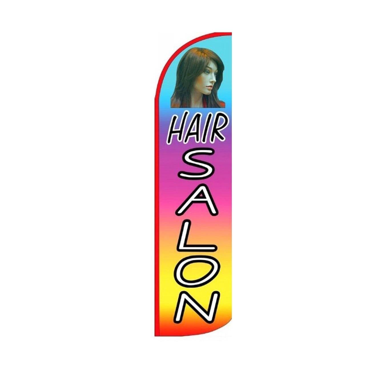 Hair Salon Swooper Flutter Windless Feather Flag | 3ft W x 11.5ft Tall