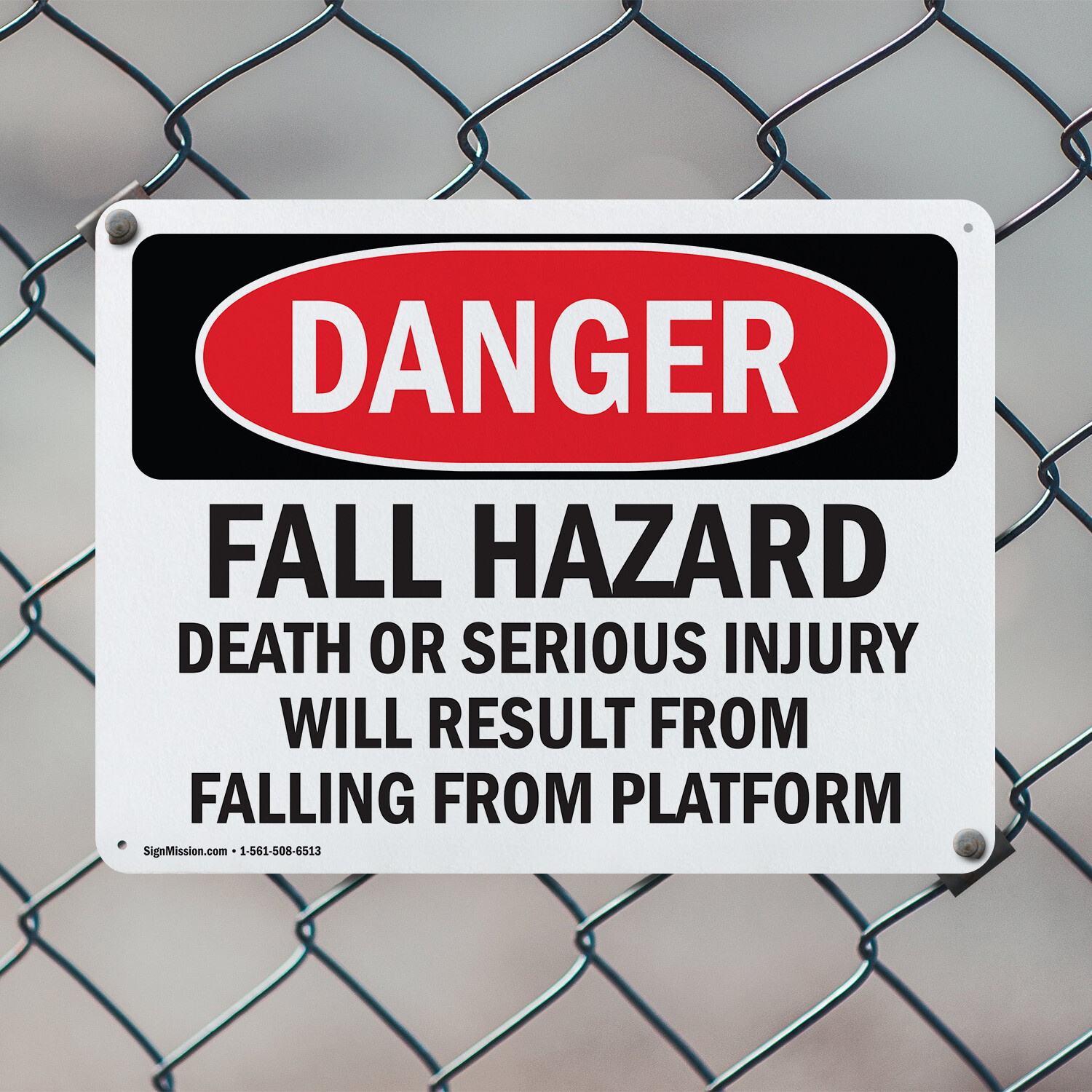 (2 Pack) Fall Hazard Falling From Platform OSHA Danger Sign Decal Metal Plastic
