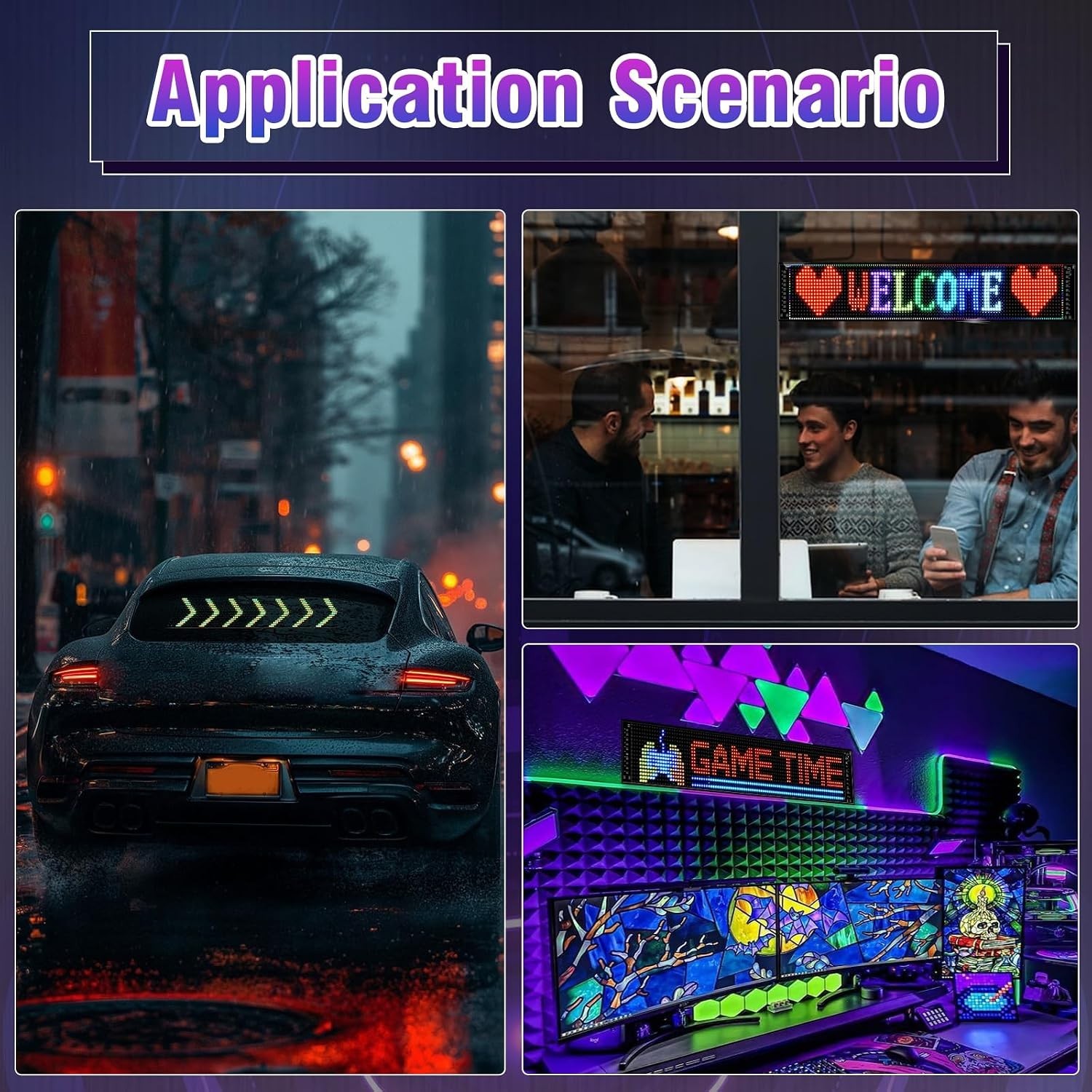 Customizable LED Car Sign with Bluetooth Control – 23” Color-Changing Display