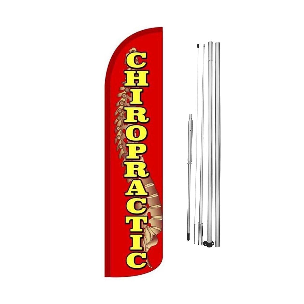 Chiropractic Swooper Flutter Windless Feather Flag | 3ft W x 11.5ft Tall