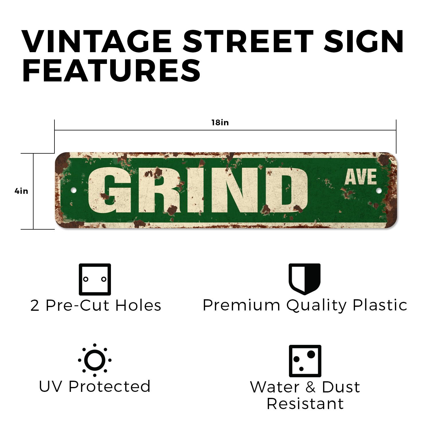 GRIND Vintage Style Street Sign Metal skate skateboard trick move board