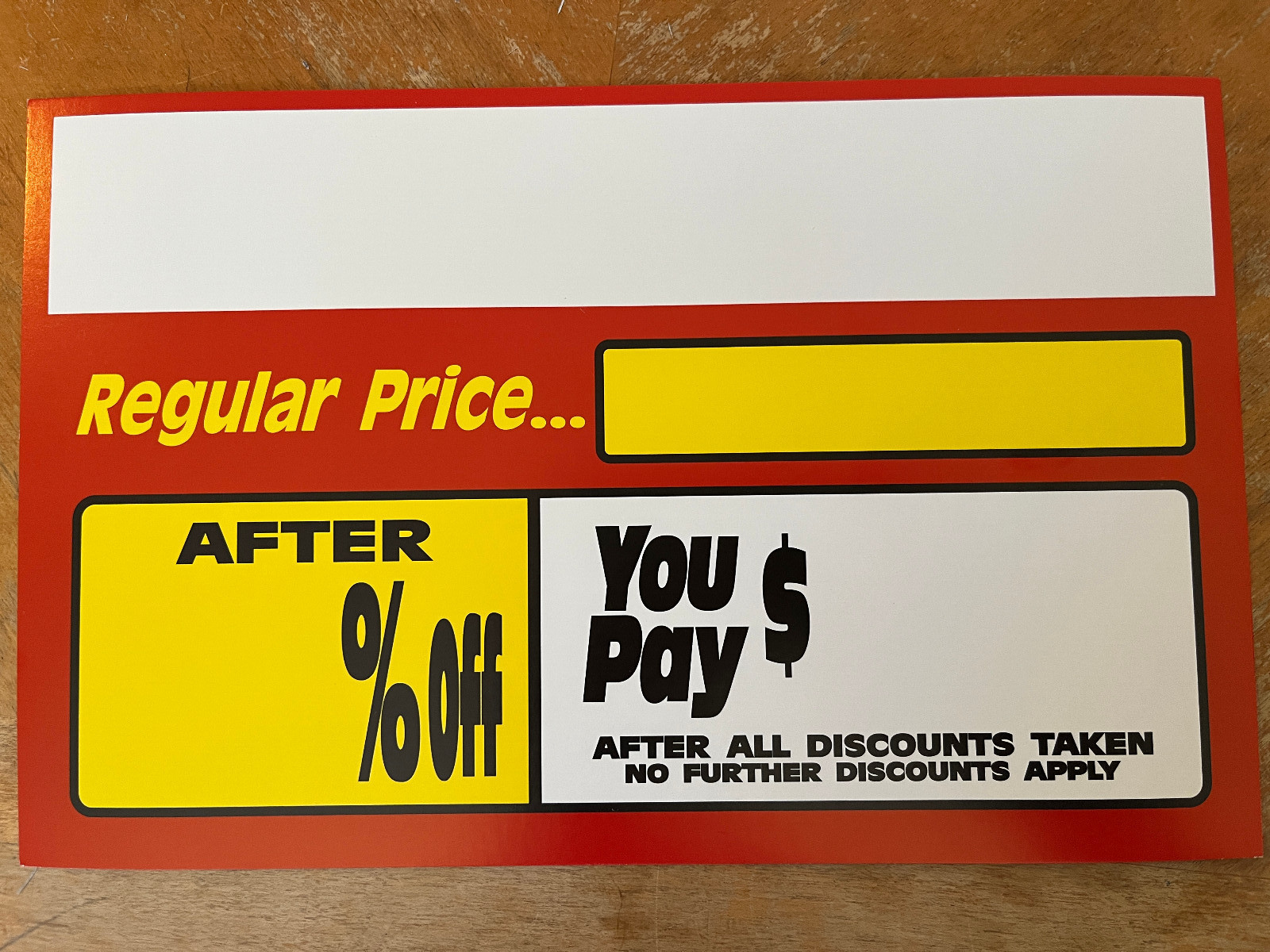 Retail Store Sales Signs Take % Off Was You Pay, Cardboard, 120 Pieces