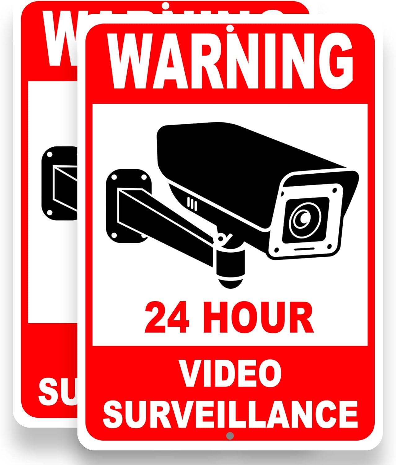 2 PC Video Surveillance Sign – 10×7 Aluminum Smile Your on Camera Signs – 24 …