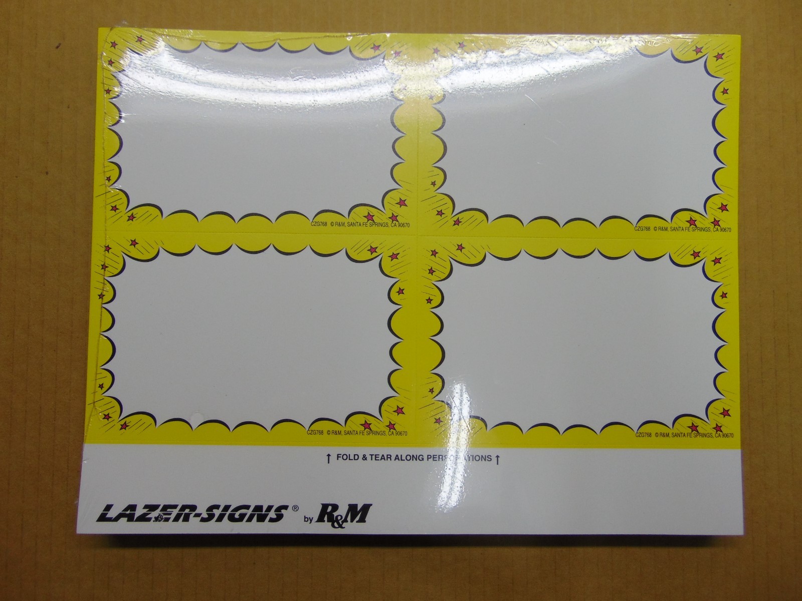 400 – 3.5″ x 5.5″ Yellow Border Business Retail Sale Sign Cards, Printable!