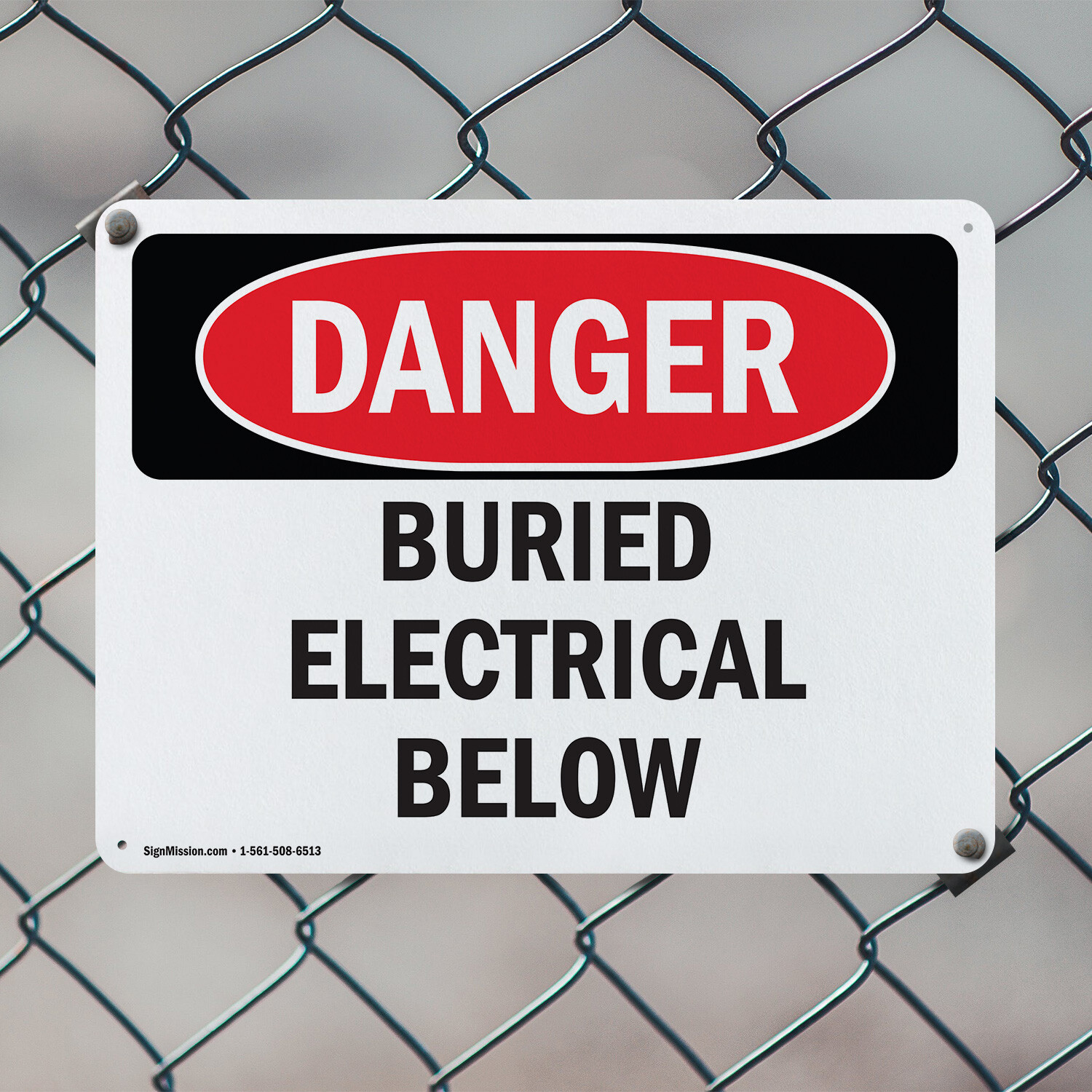 (2 Pack) Buried Electrical Below OSHA Danger Sign Decal Metal Plastic