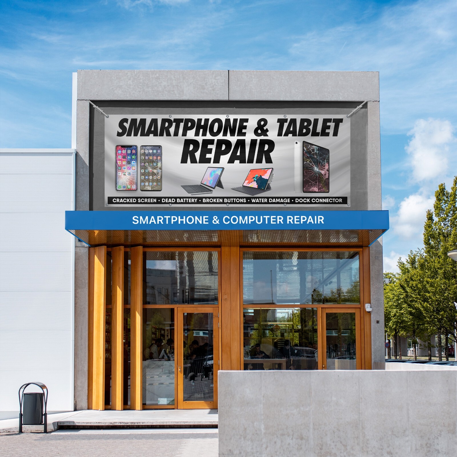 Computer Repair Banner Set Phone Tablet Repair Shop Sign 8×3 Vinyl (2 Banners)