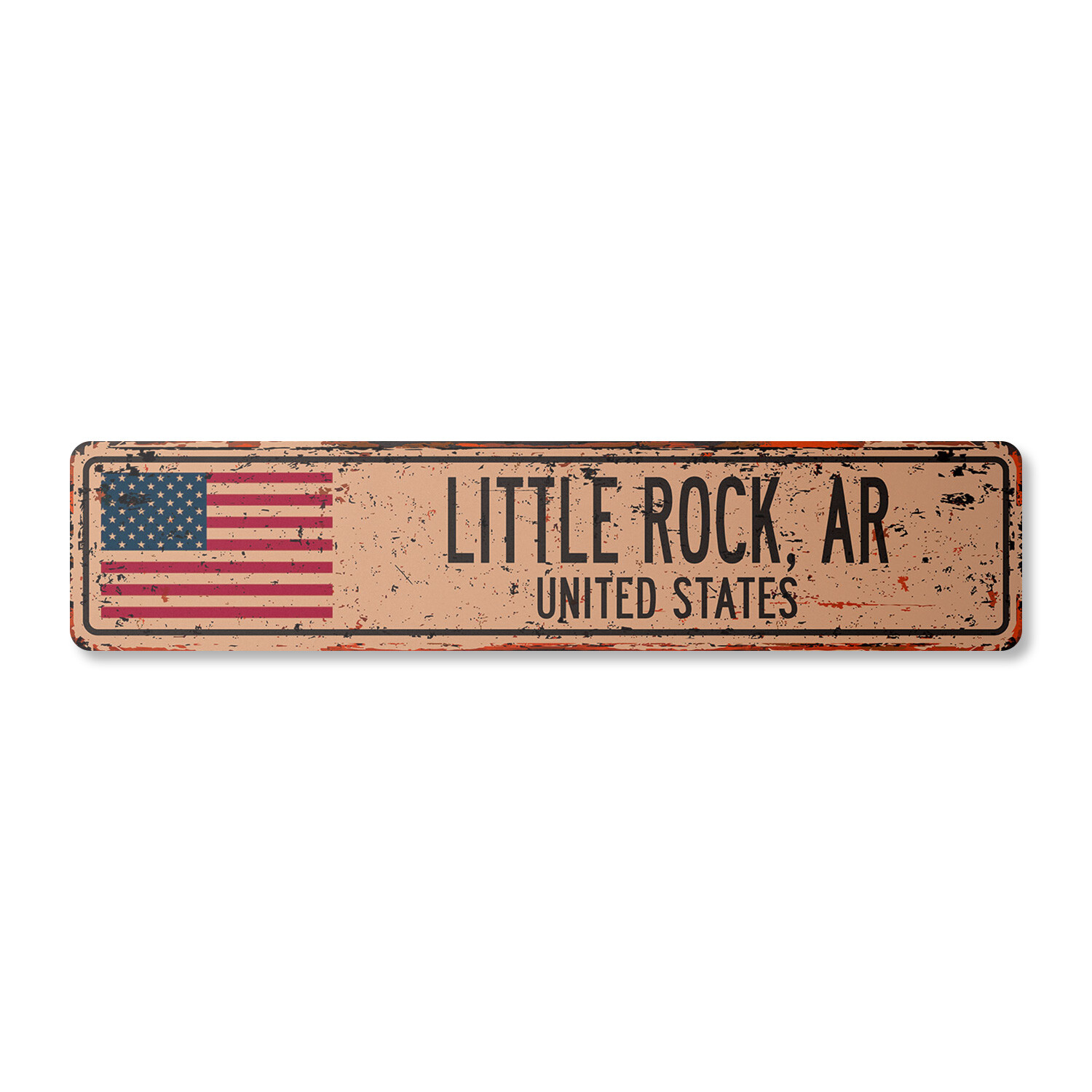 LITTLE ROCK AR UNITED STATES Vintage Street Sign American flag city country rust