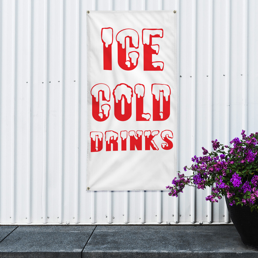 Vertical Vinyl Banner Multiple Sizes Ice Cold Drinks Restaurant Food Bar D