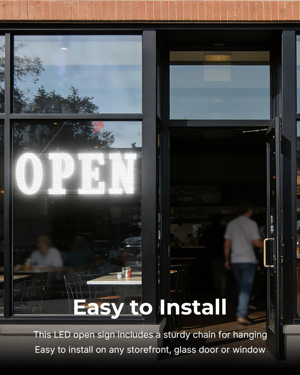 Open Sign for Business, 40″X14″ Jumbo Open Sign with Timer and Remote Control
