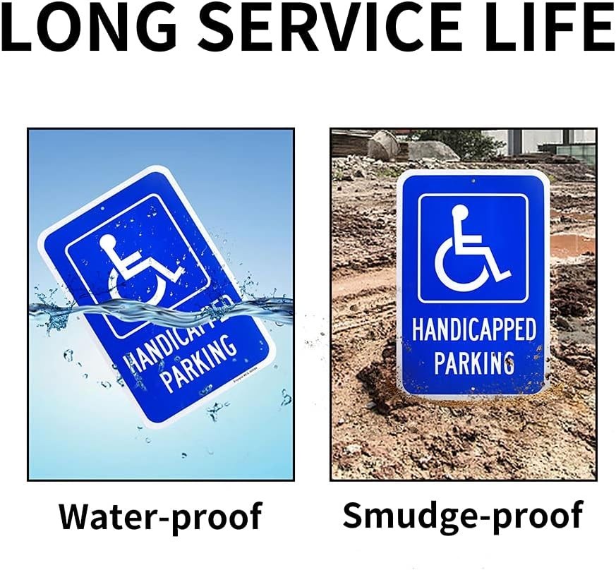 4 Pack Handicap Parking Signs 18×12 Aluminum Reflective Weatherproof UV Safe