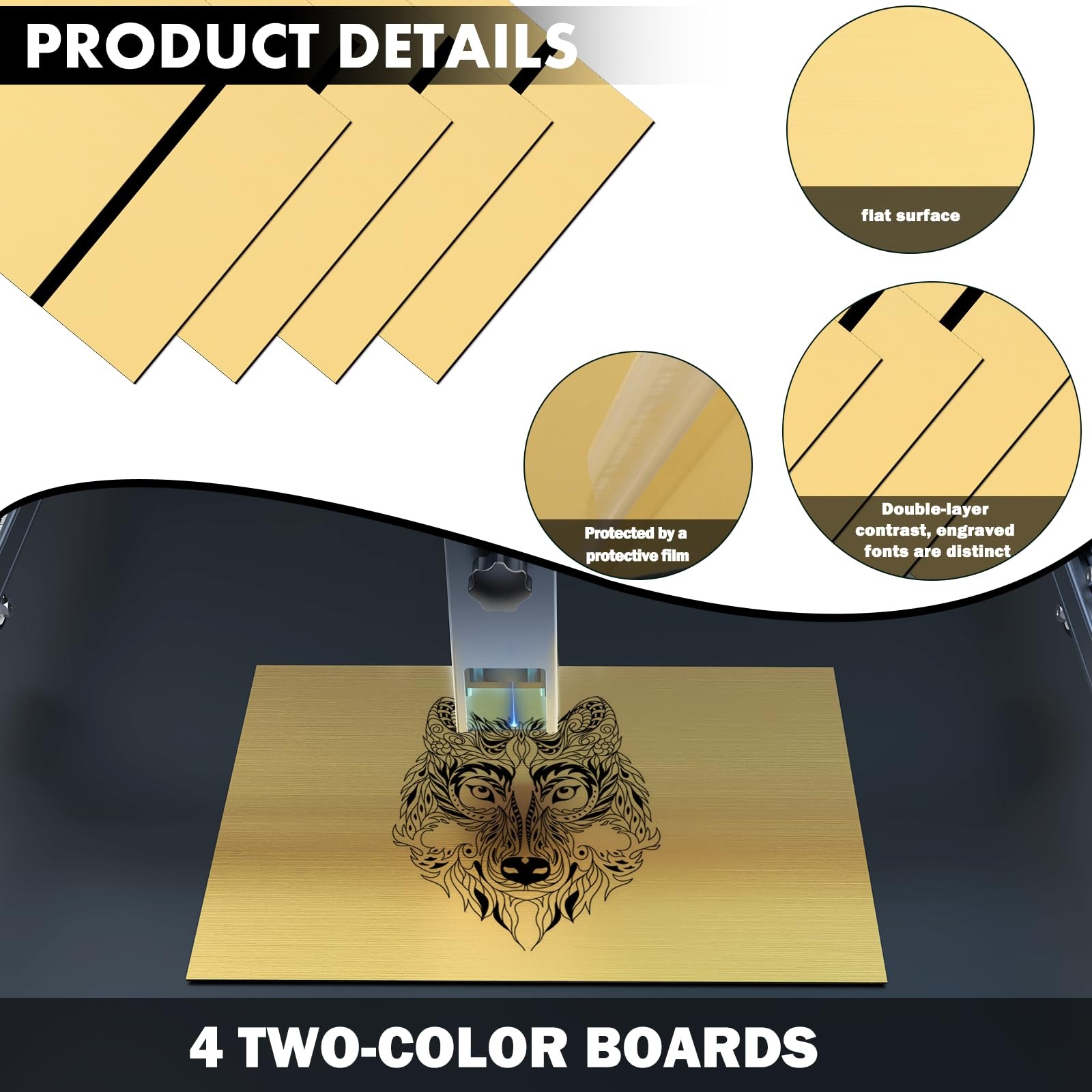 4 Pack Laser Engraving Double Color ABS Plastic Sheet, 12”x8” Two-Tone Lase…