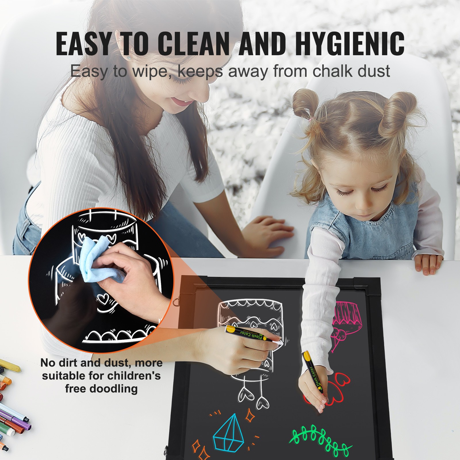 VEVOR LED Message Writing Board 16″x12″ Illuminated Erasable Lighted Chalkboard