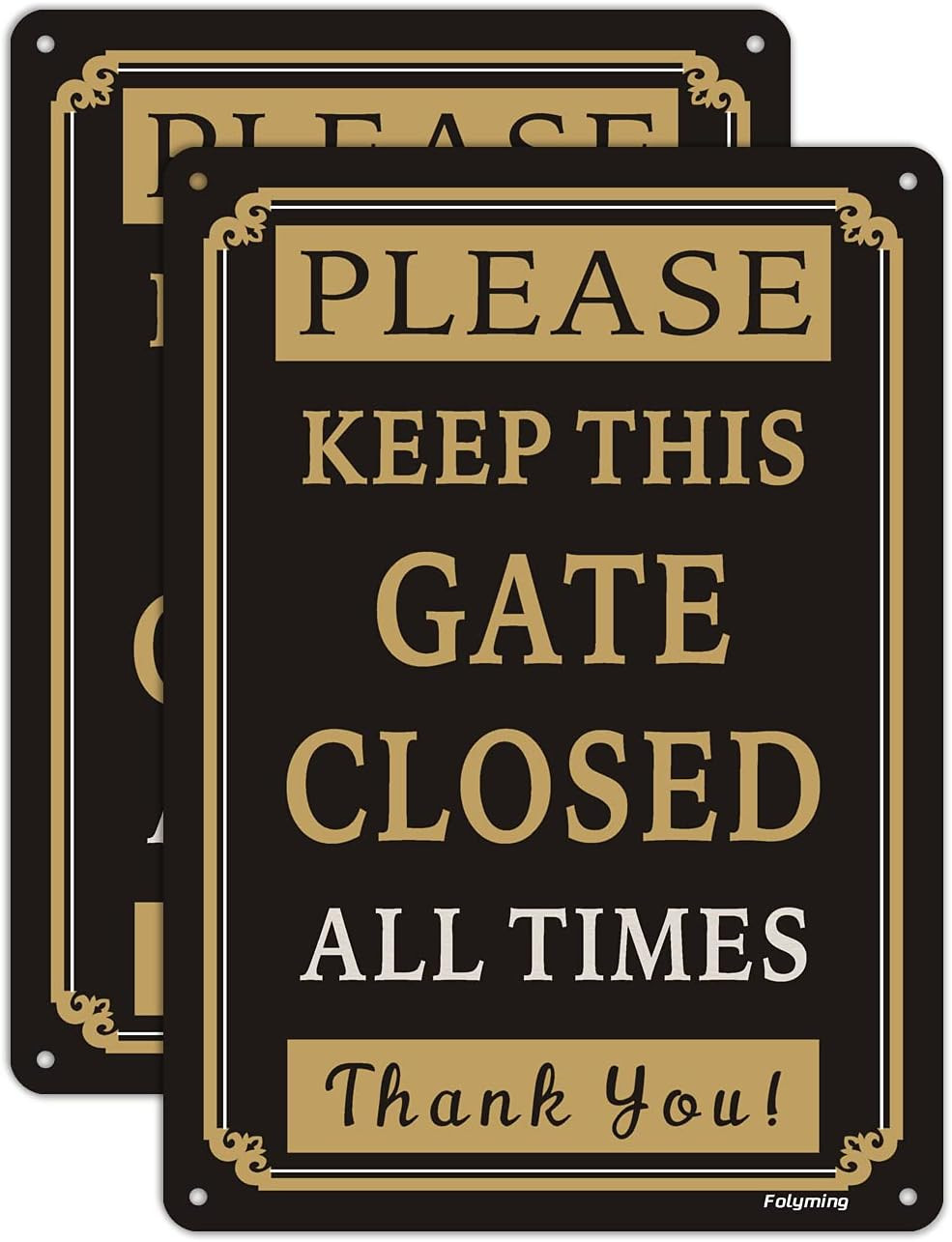 2 Pack Please Keep Gate Closed at All Times Signs 10 X 7 Inches Metal Reflective