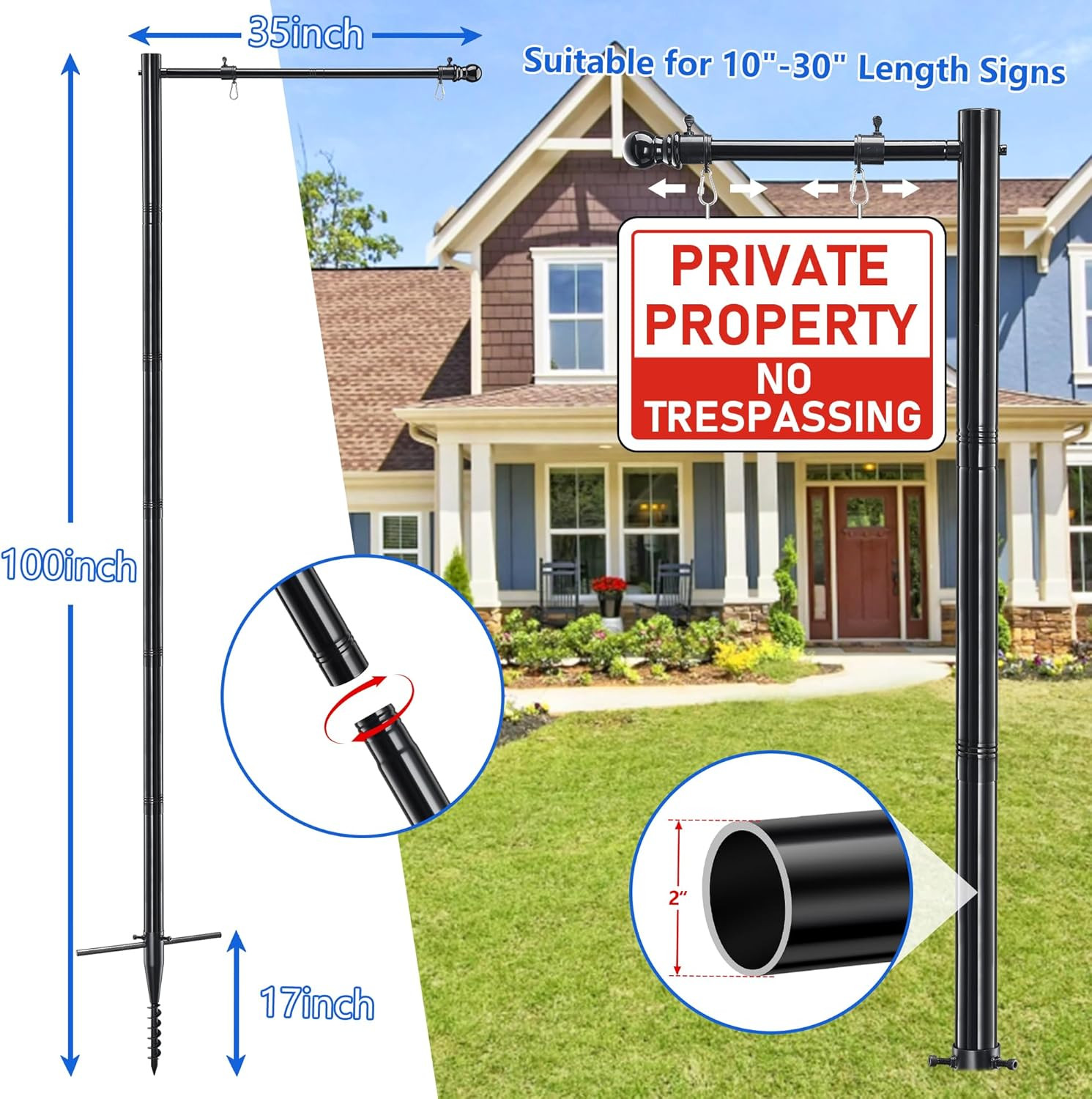 Real Estate Sign Post, Open House Signs for Real Estate, 100 inch Realtor Yard S