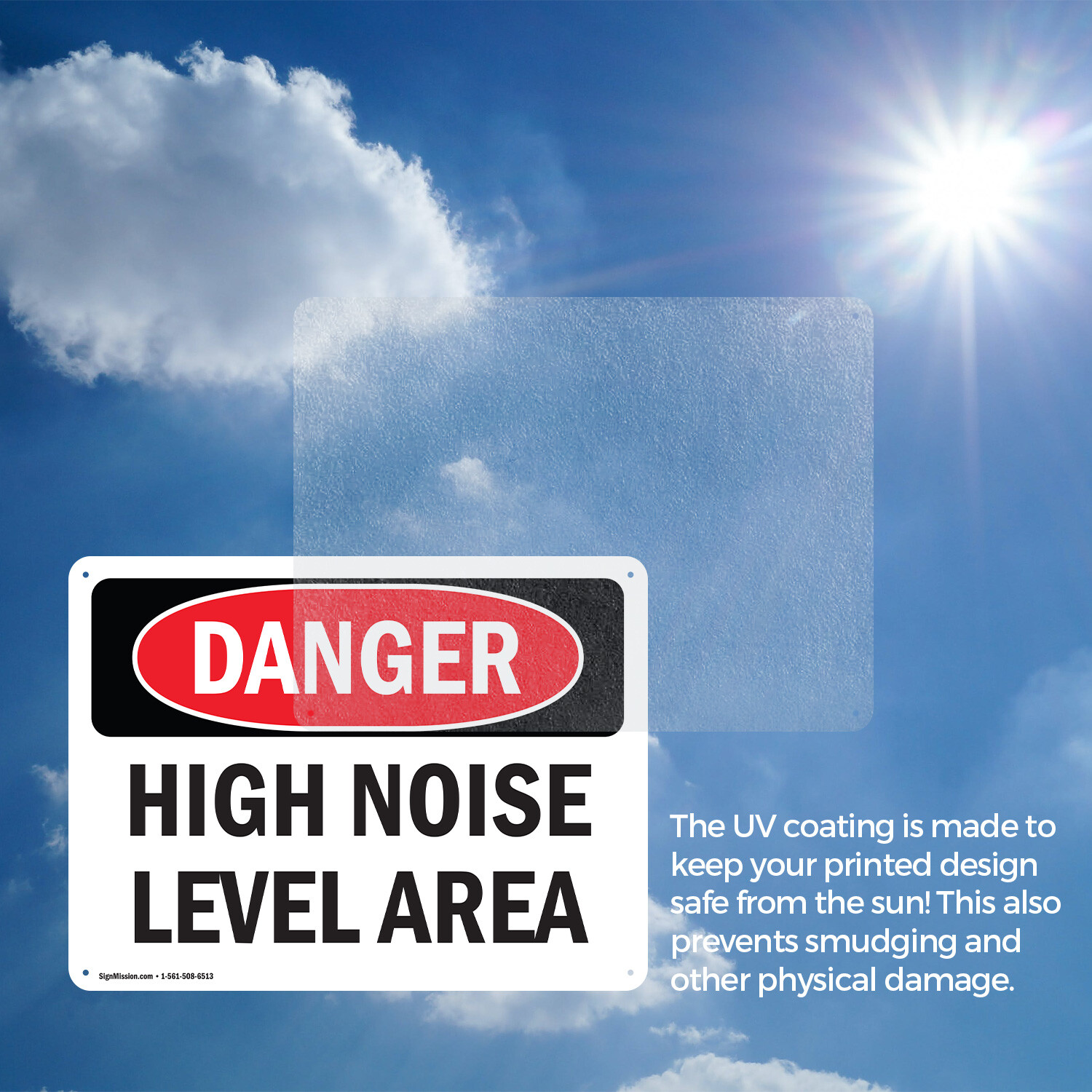 (2 Pack) High Noise Level Area OSHA Danger Sign Decal Metal Plastic