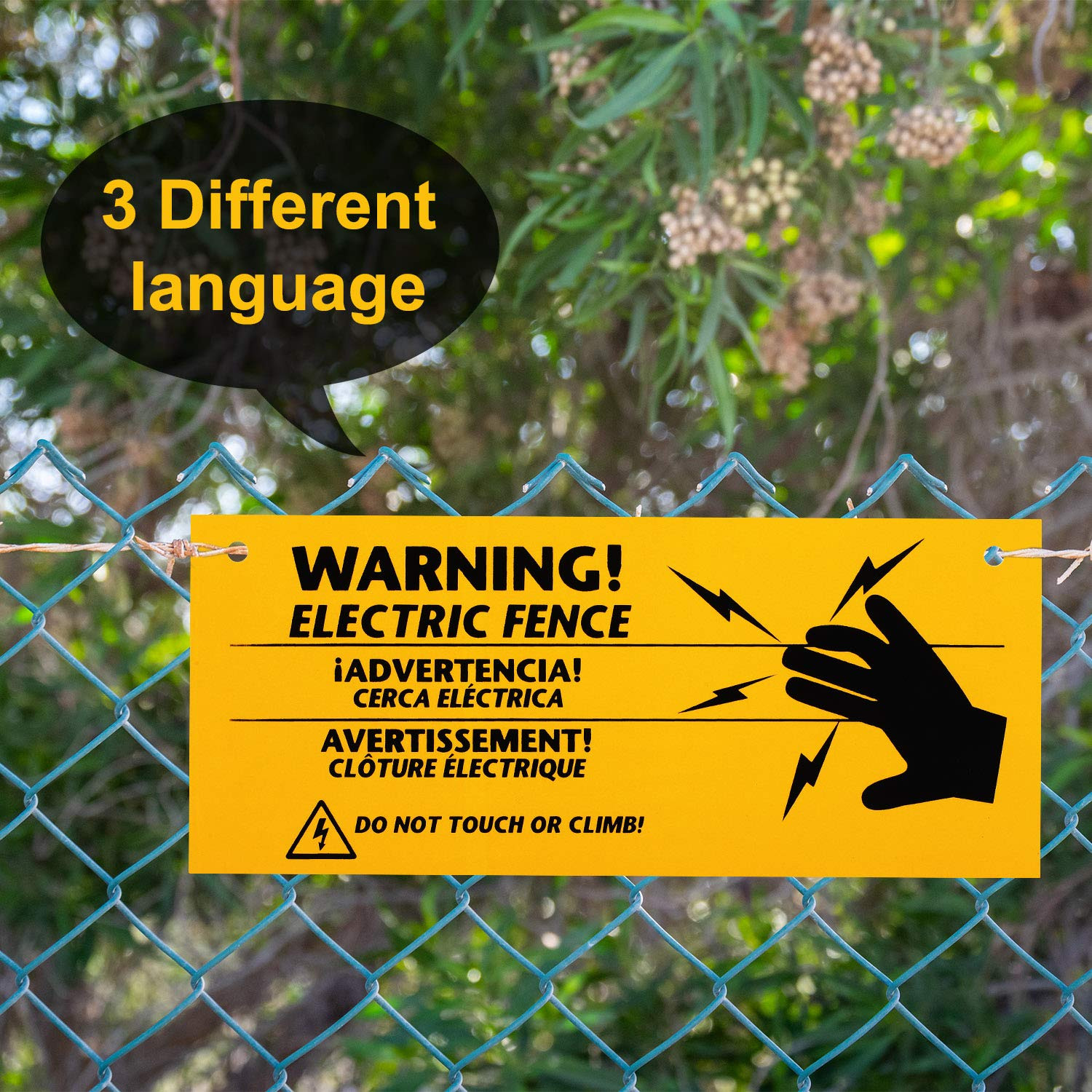 8 Pieces Electric Fence Warning Signs 10 X 4 Inch Plastic Danger Electric