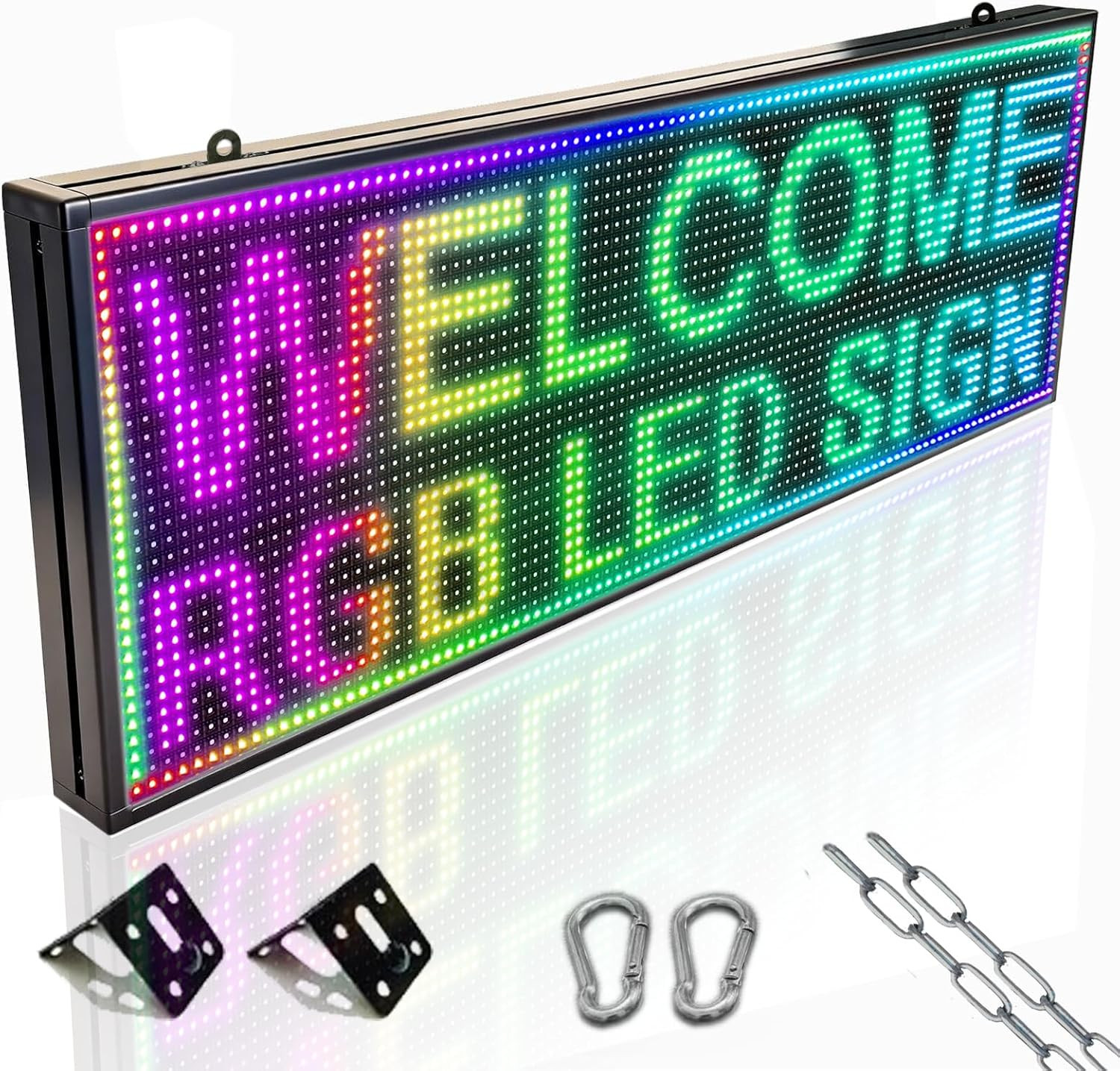 P10 WiFi Controlled LED Sign, 39×14 Inch Full Color Scrolling Display for Ads