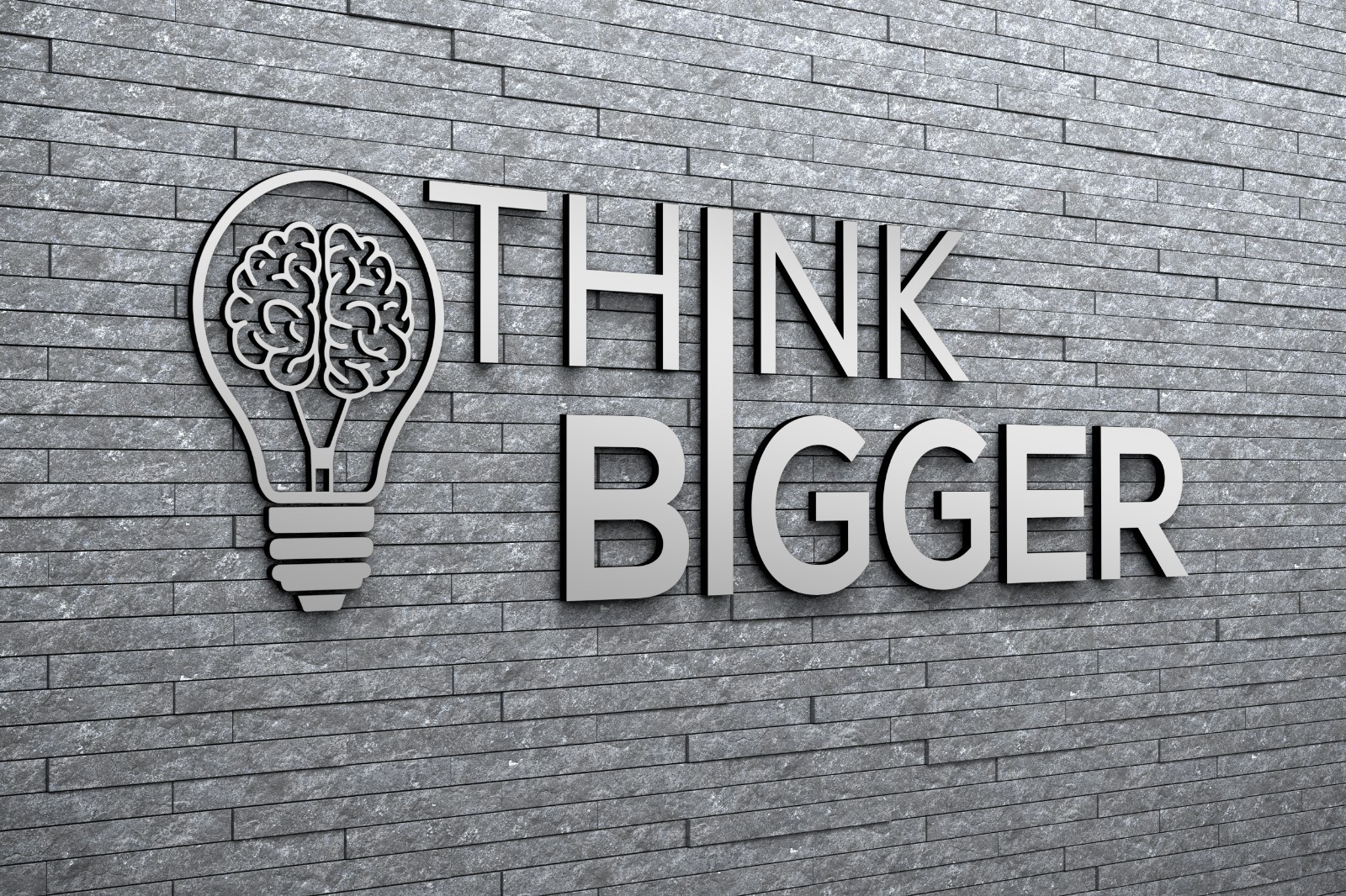 THINK BIGGER 3D Wall Sign – Laser Cut Wooden Motivational Quote – Custom Colors