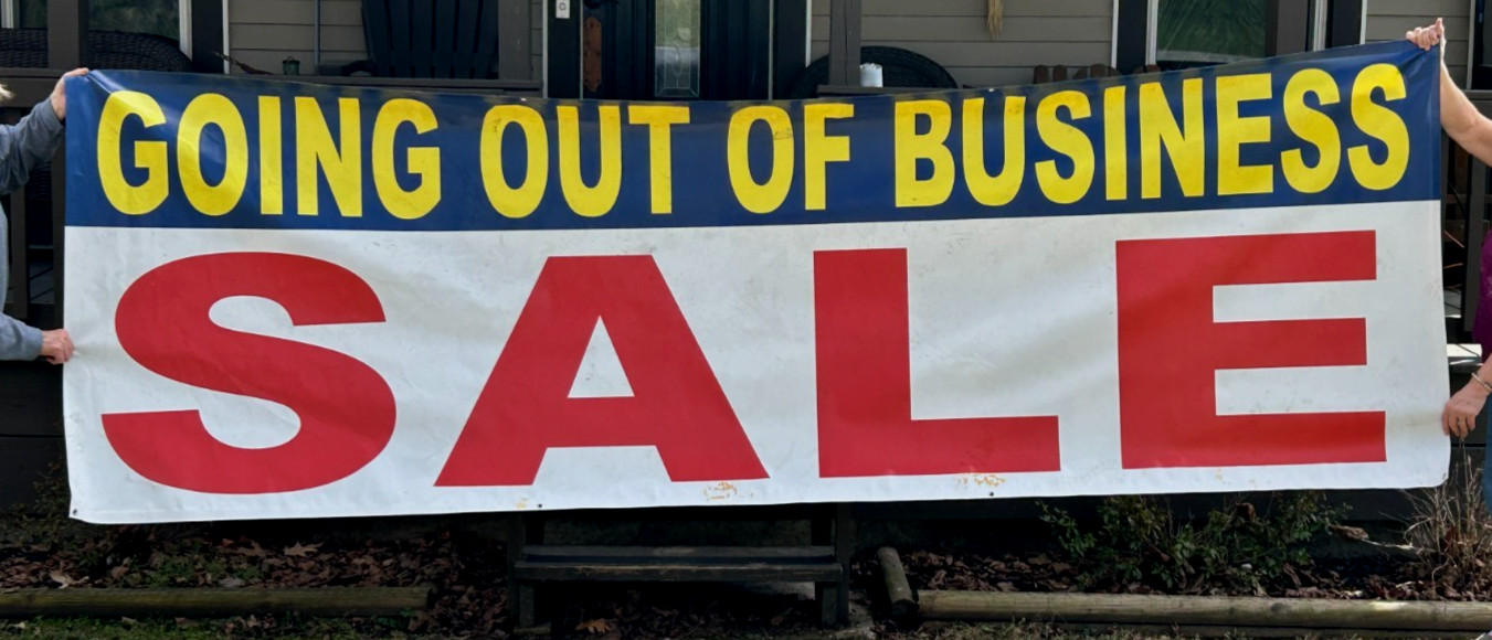 Large Canvas GOING OUT OF BUSINESS Sturdy Waterproof Sign 12 Feet X 3 feet
