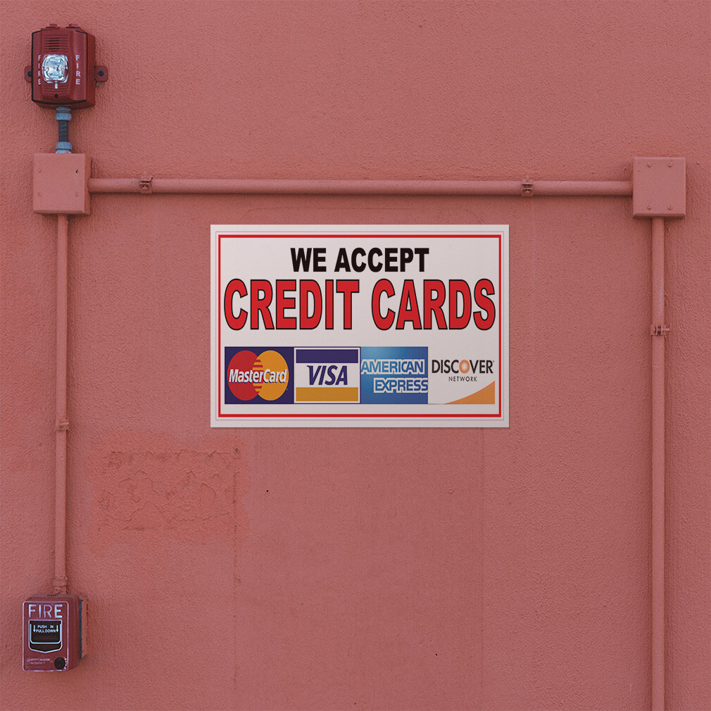 Decal Stickers We Accept Credit Cards Restaurant Cafe Bar A Store Sign Label