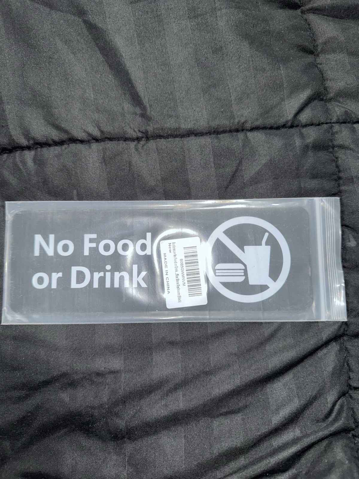 No Food or Drink Plastic Door Sign Decal Glass Window Mounted Includes Hardware