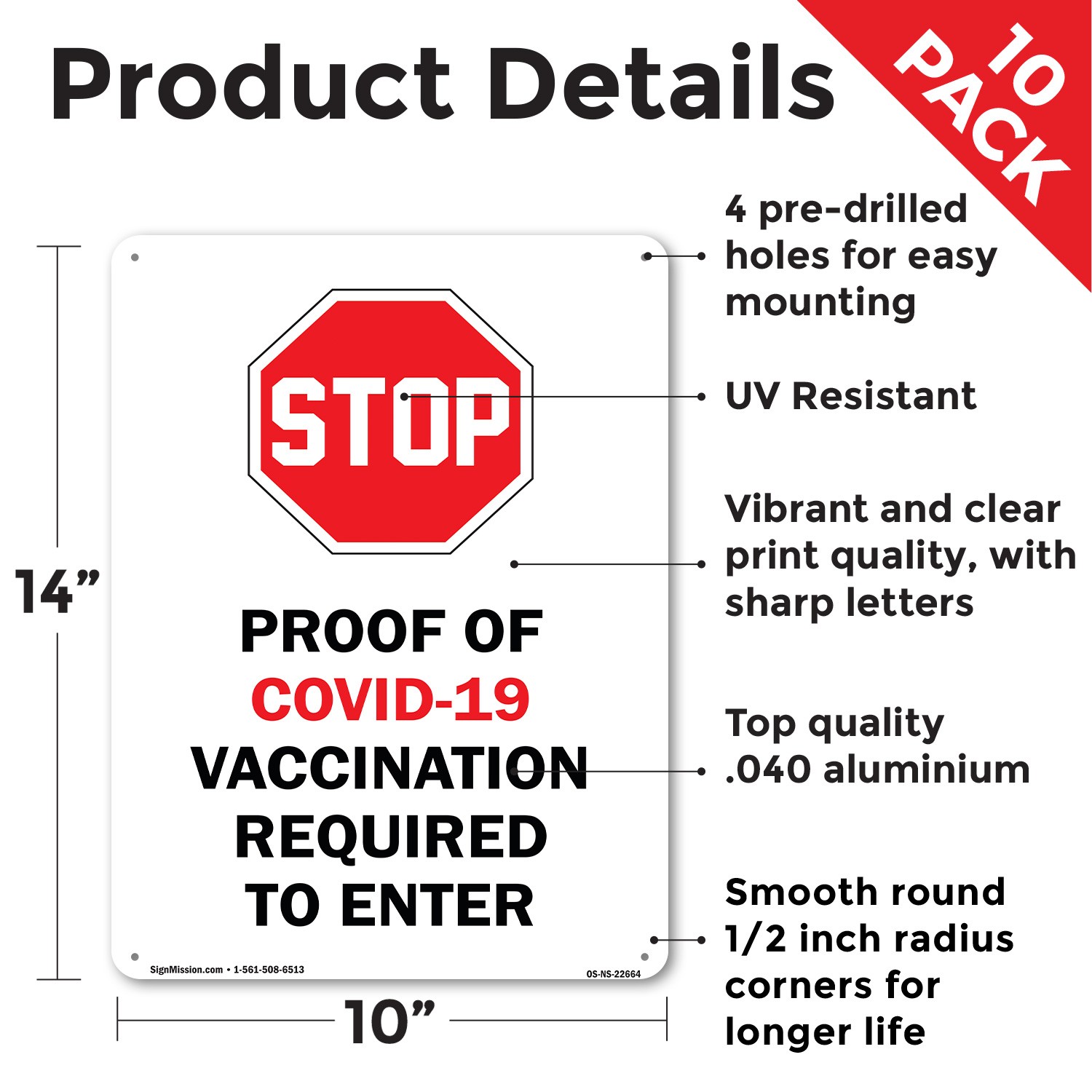 Stop Proof of Covid-19 Vaccination Required to Enter Public Safety 5/10 Pack