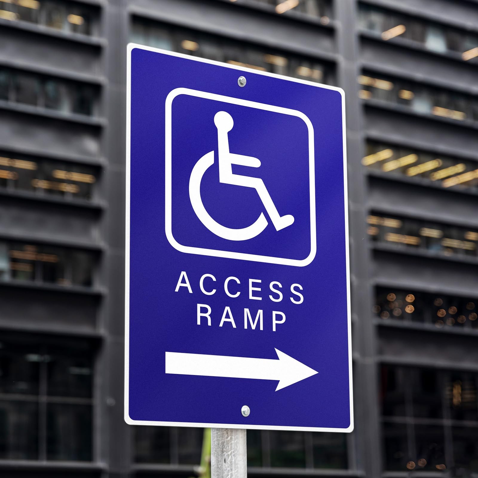 Handicap Access Ramp Sign 8×12 Inch Aluminum Right Arrow Reflective ADA