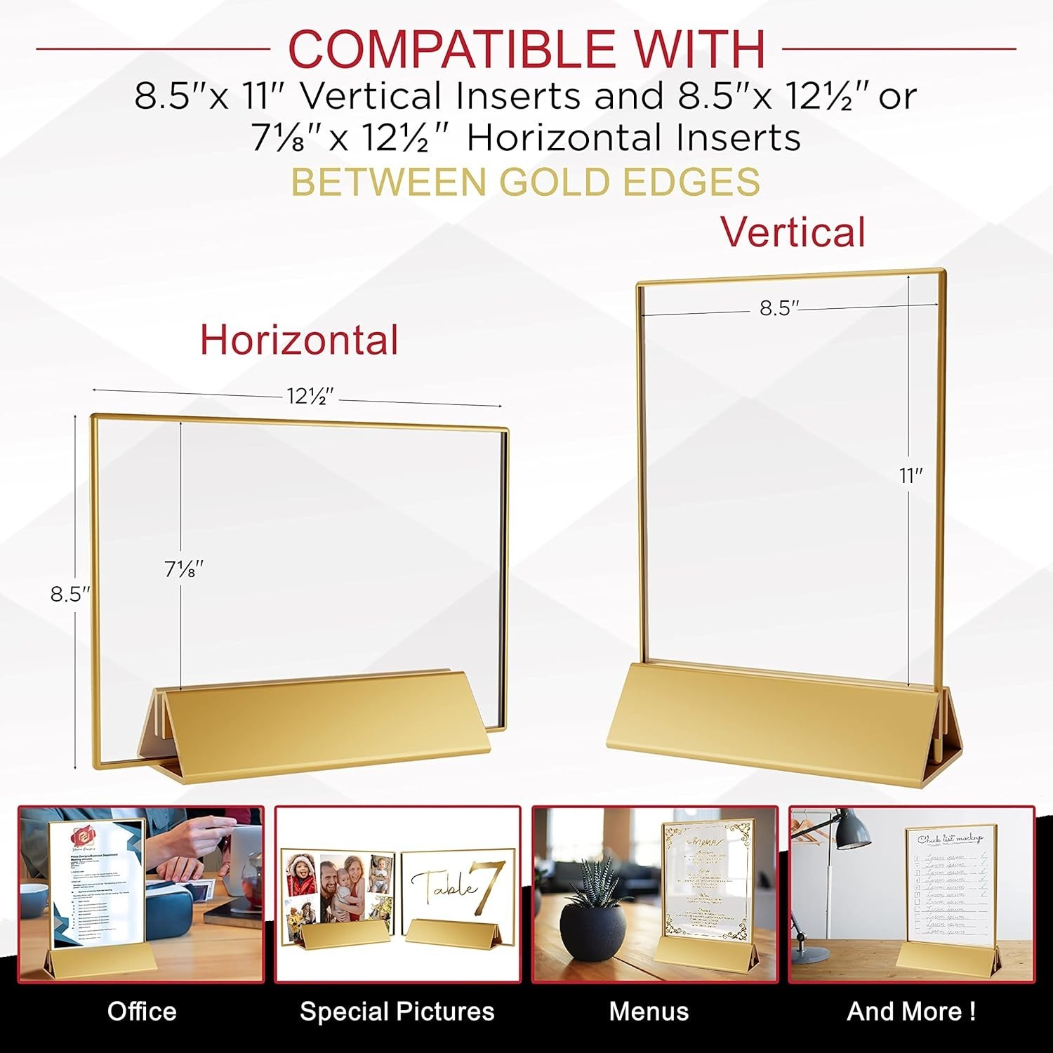 Acrylic Sign Holder 6 Pack 8.5×11 Plus 1 (Pack of 7), clear