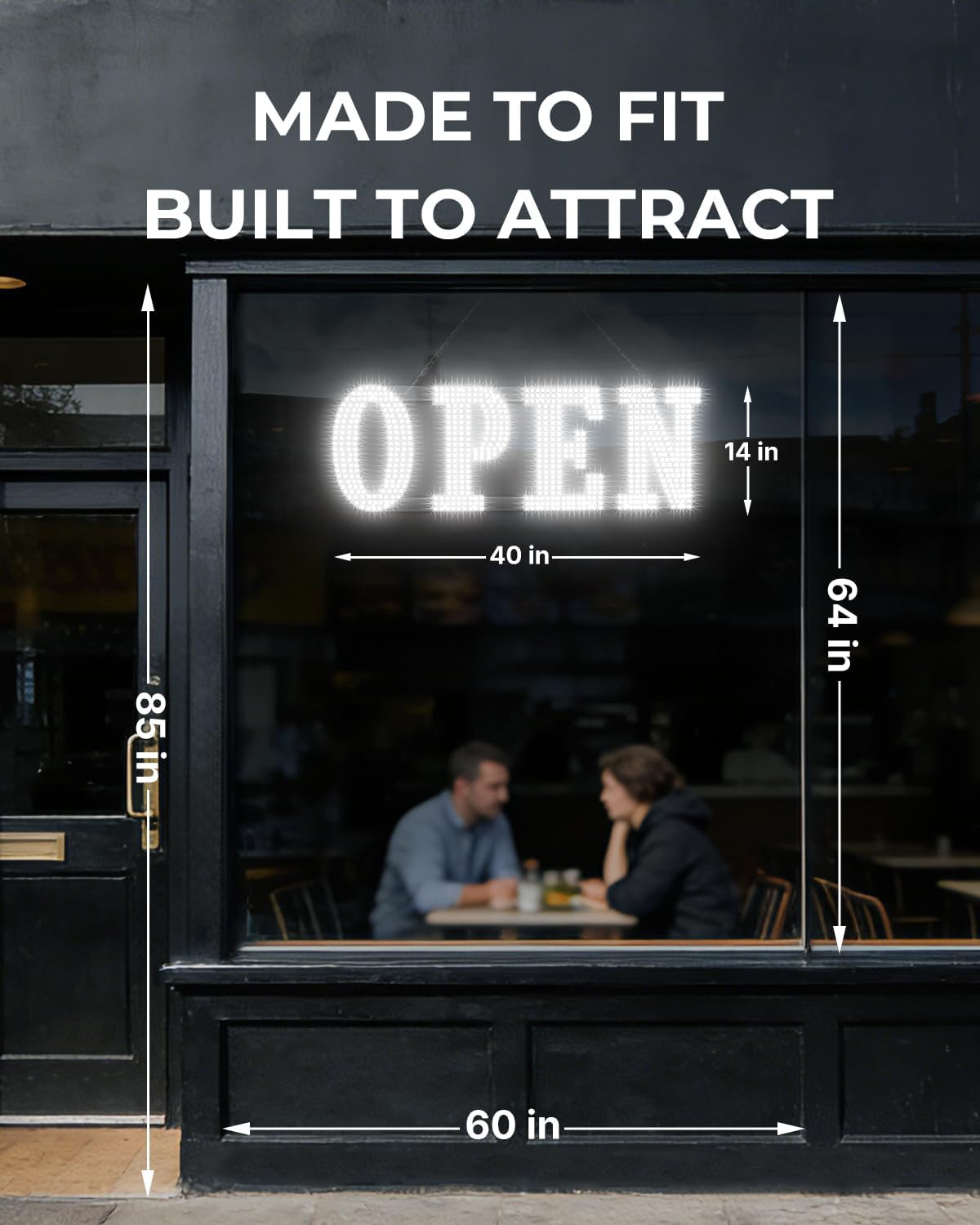 Open Sign for Business, 40″X14″ Jumbo Open Sign with Timer and Remote Control