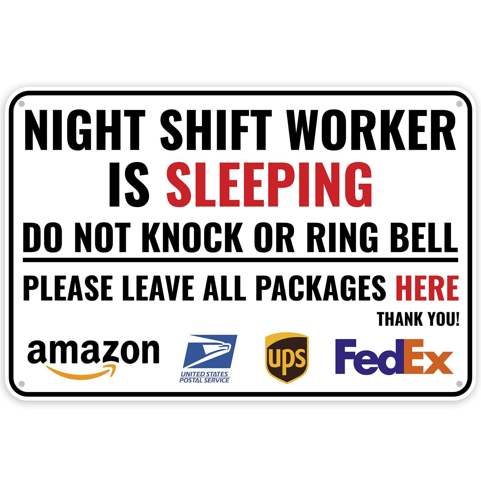 1PC Night Shift Worker Sleeping Sign, 12 x 8 Inches- Aluminum – Day Sleeper Sign