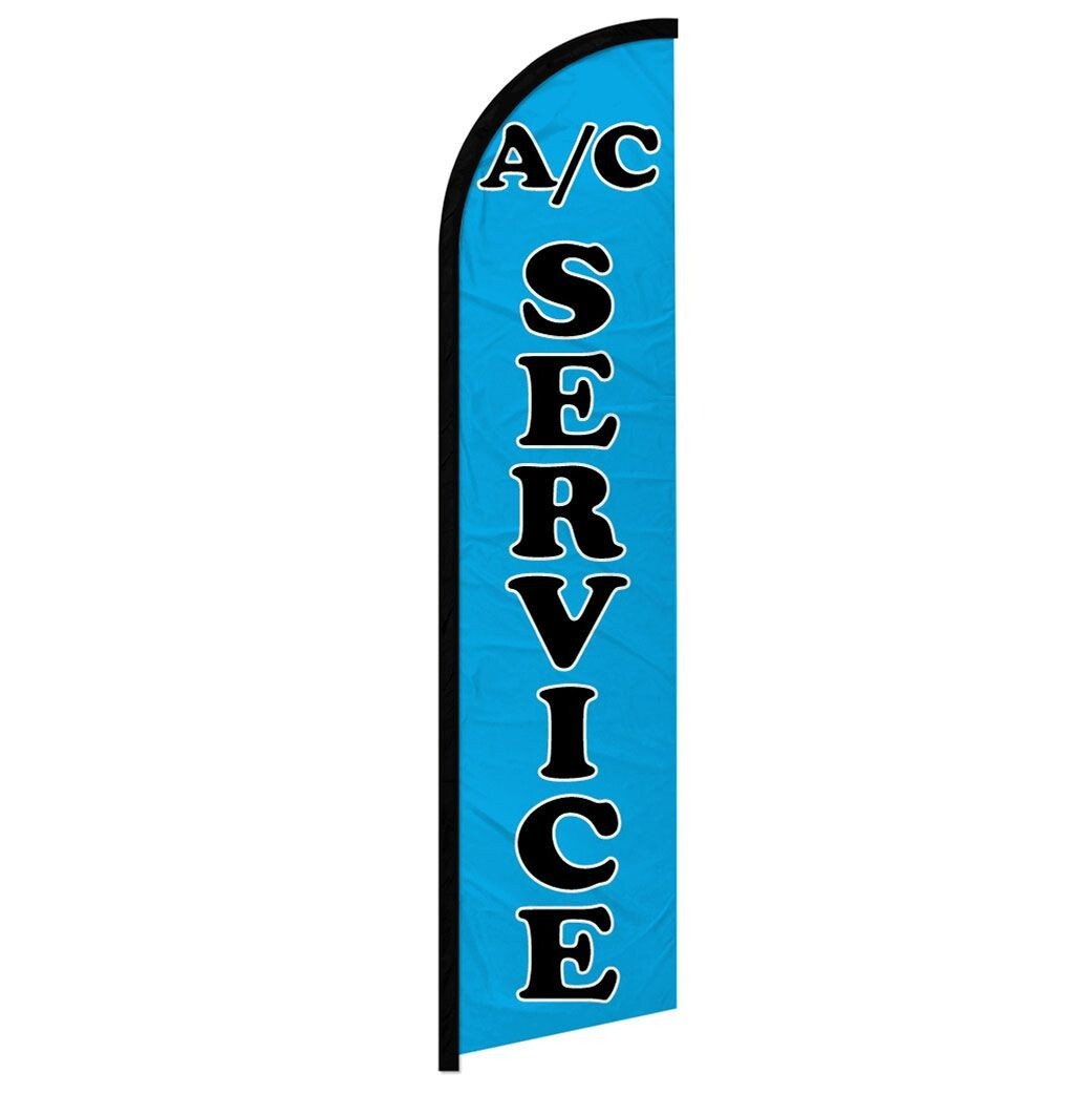 A/C Services Blue Windless Full Sleeve Advertising Auto A/C Repair Banner Flag