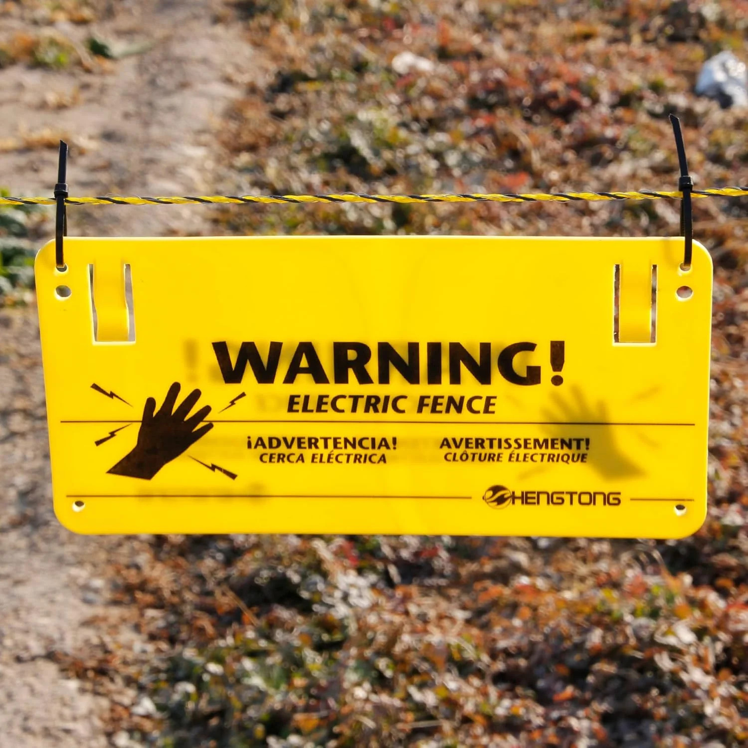 Plastic Electric Fence Warning Signs – 4 Pcs Yellow, 9.5 x 4.7 Inch, No Touching