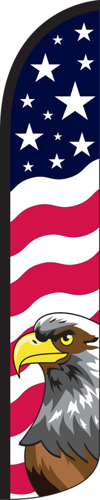 Stars & Bars USA Eagle 15′ Tall Windless Swooper Feather Banner Flag & Pole Kit