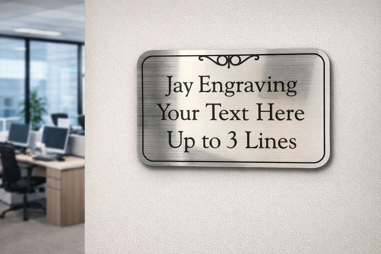 Custom Engraved Brushed Silver Tone 3×5 Office Suite Wall or Door Sign