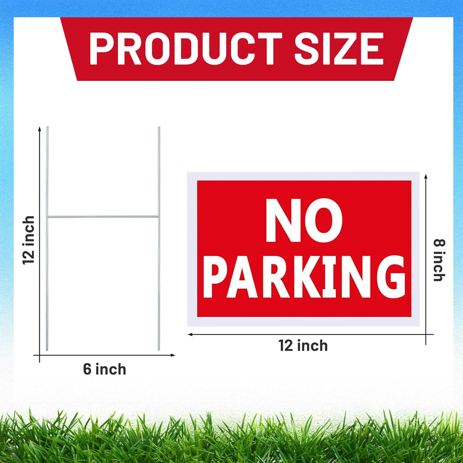 16 Pcs No Parking Signs with Stakes 12 X 8 Inch Double Sided No Parking Yard Sig