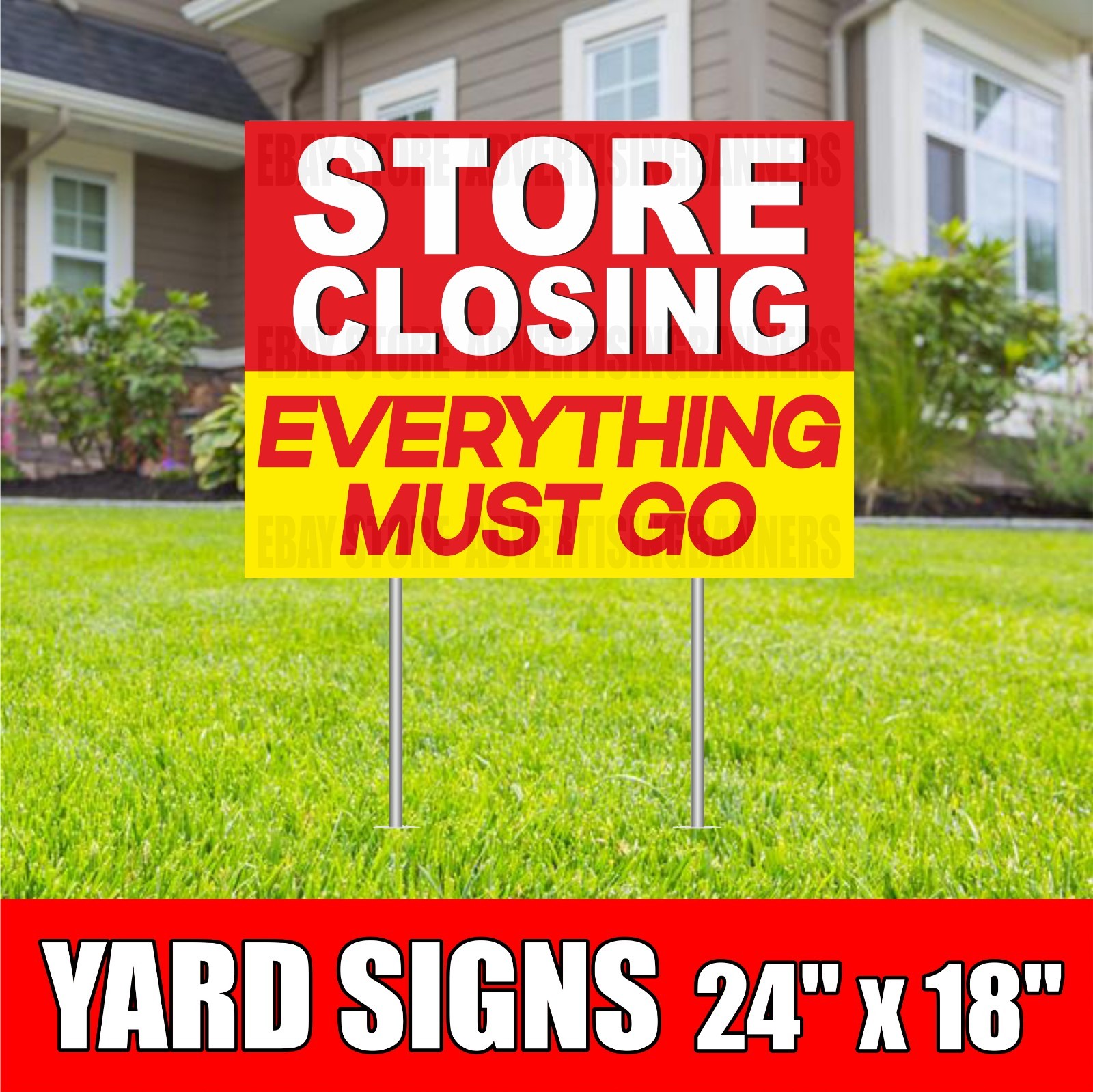 STORE CLOSING EVERYTHING MUST GO Yard Sign with H-Stakes Lawn Sign Sale Discount