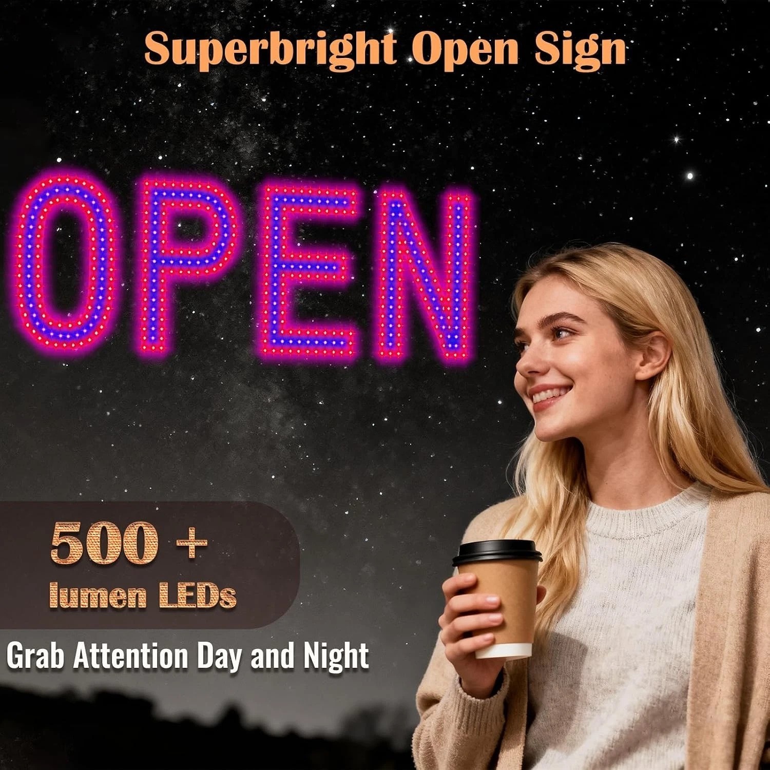 Ultra Bright 30″x10″ Large LED Open Signs for Business Display Digital Retail