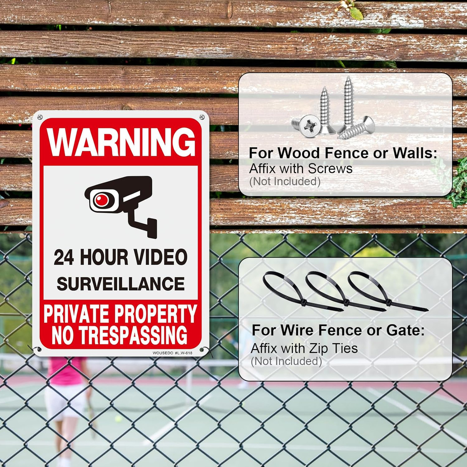 Private Property No Trespassing Sign 4 Pack Aluminum UV Waterproof Security