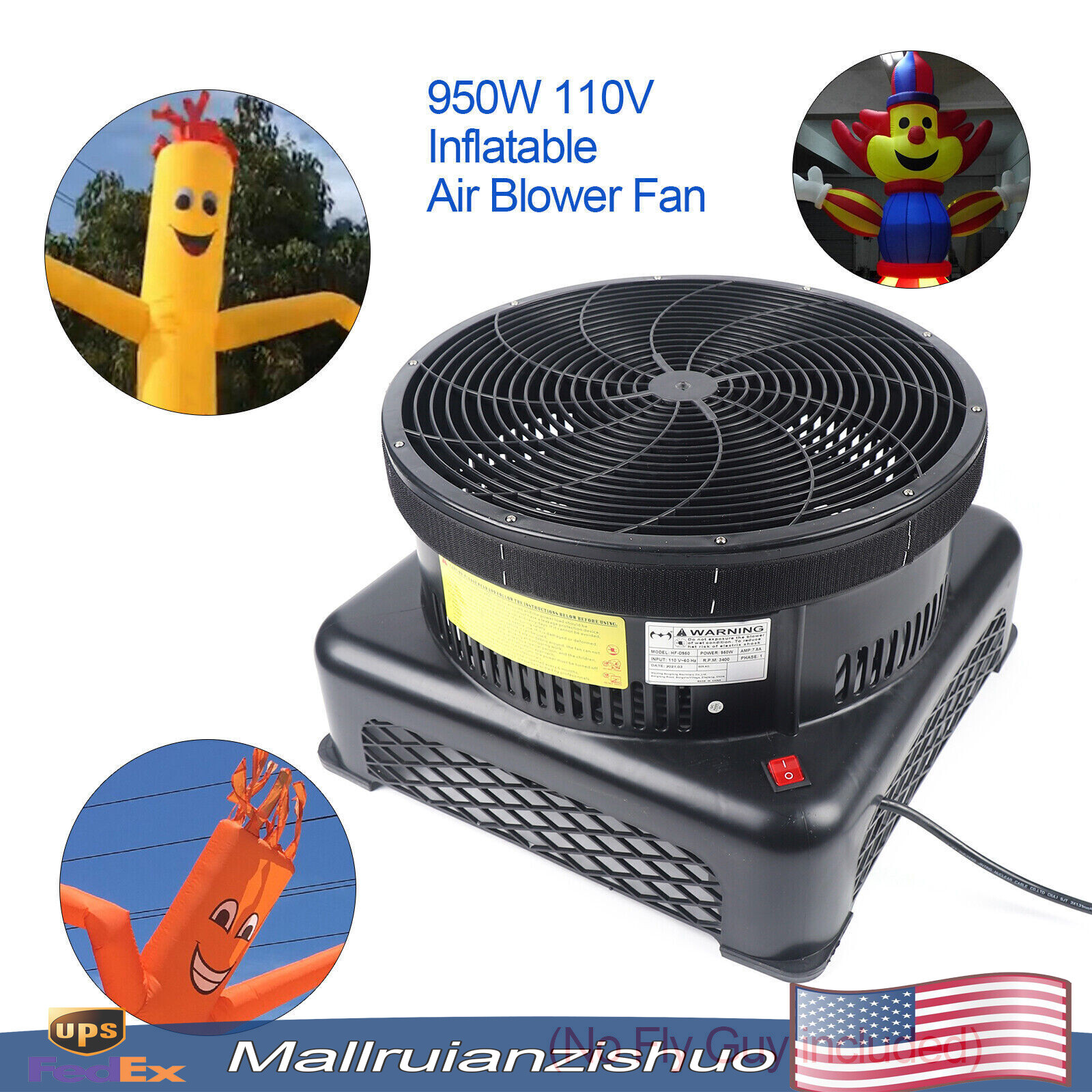 950W Air Puppet Blower Fan for Inflatable Dancer Tube Wacky Wavy Promotional Man