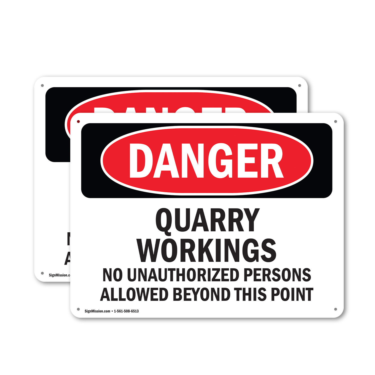 (2 Pack) Quarry Workings No Unauthorized Persons OSHA Danger Sign Decal Metal