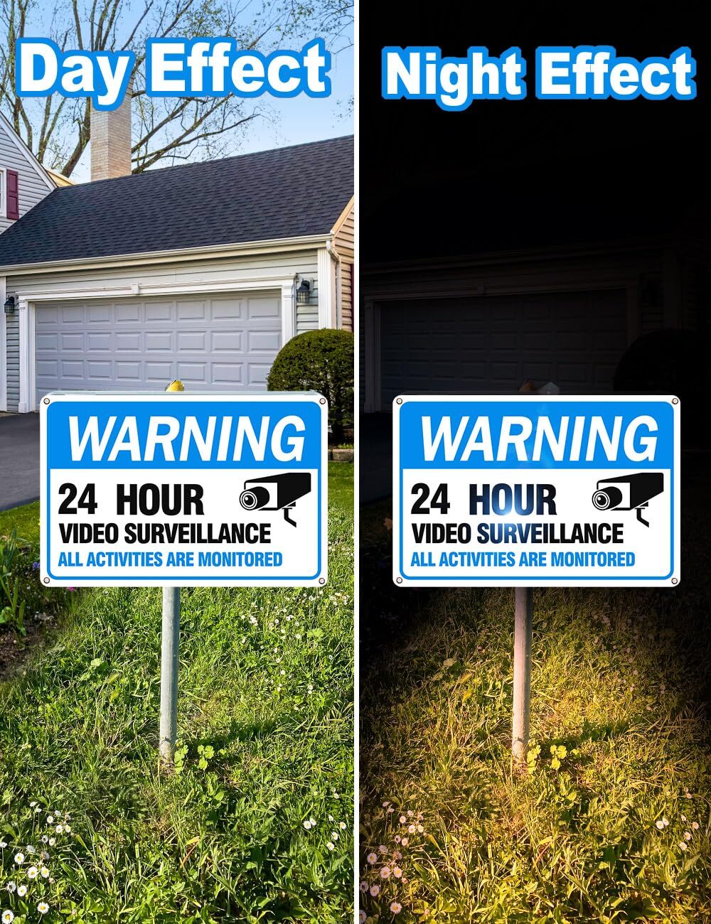 Video Surveillance Sign, 4-Pack 12″ x 8″ Security Camera Sign, Reflective