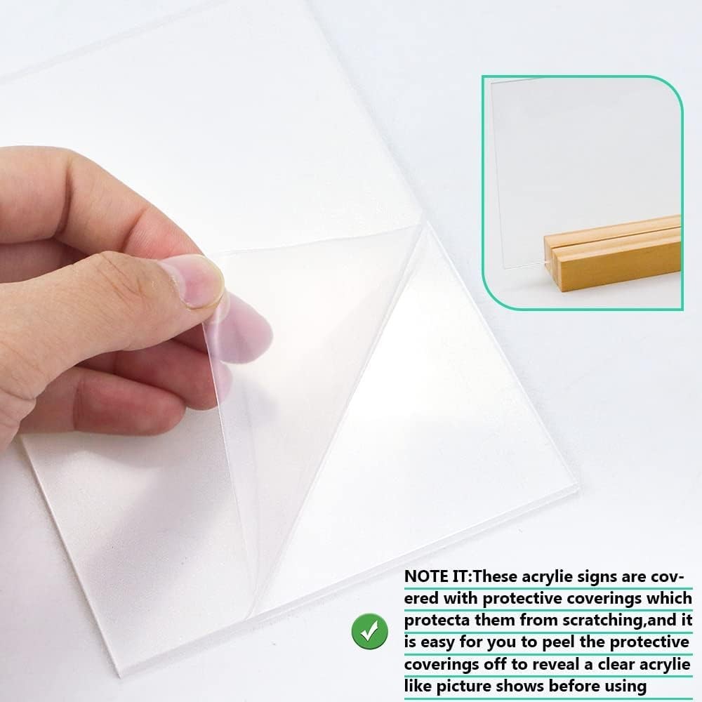 8 Pack 5 x 7 Inch Blank Clear Acrylic Table Displays with Wooden Stands – Ide…