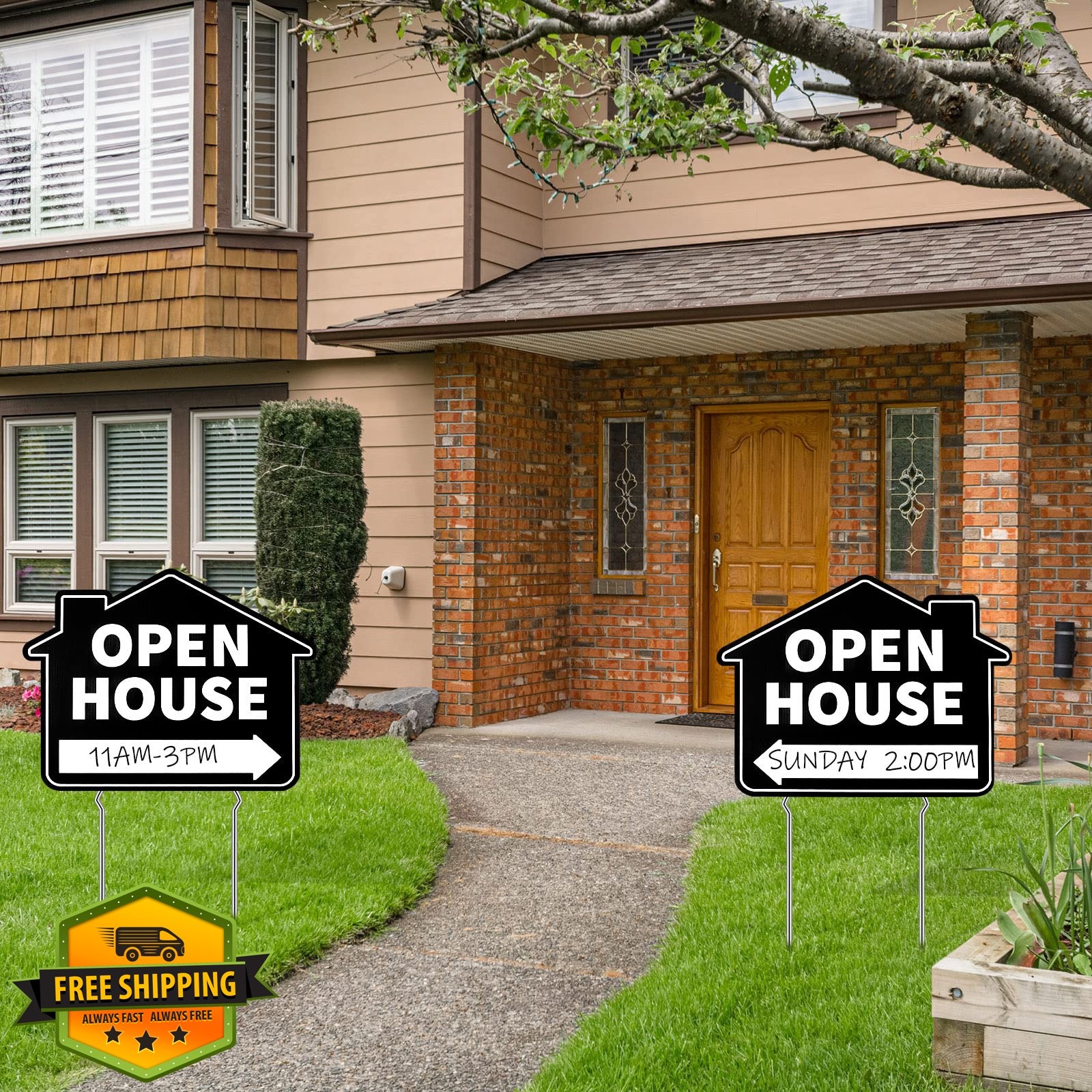 Queekay 5 Pack Black Open House Yard Signs with Metal Stakes for Real Estate …