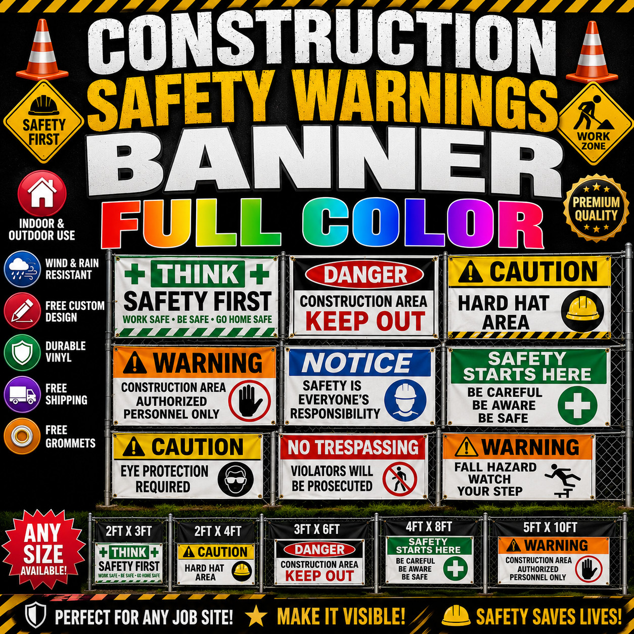 FULL COLOR BANNER INDOOR OUTDOOR USE Construction & Safety Warnings BANNER