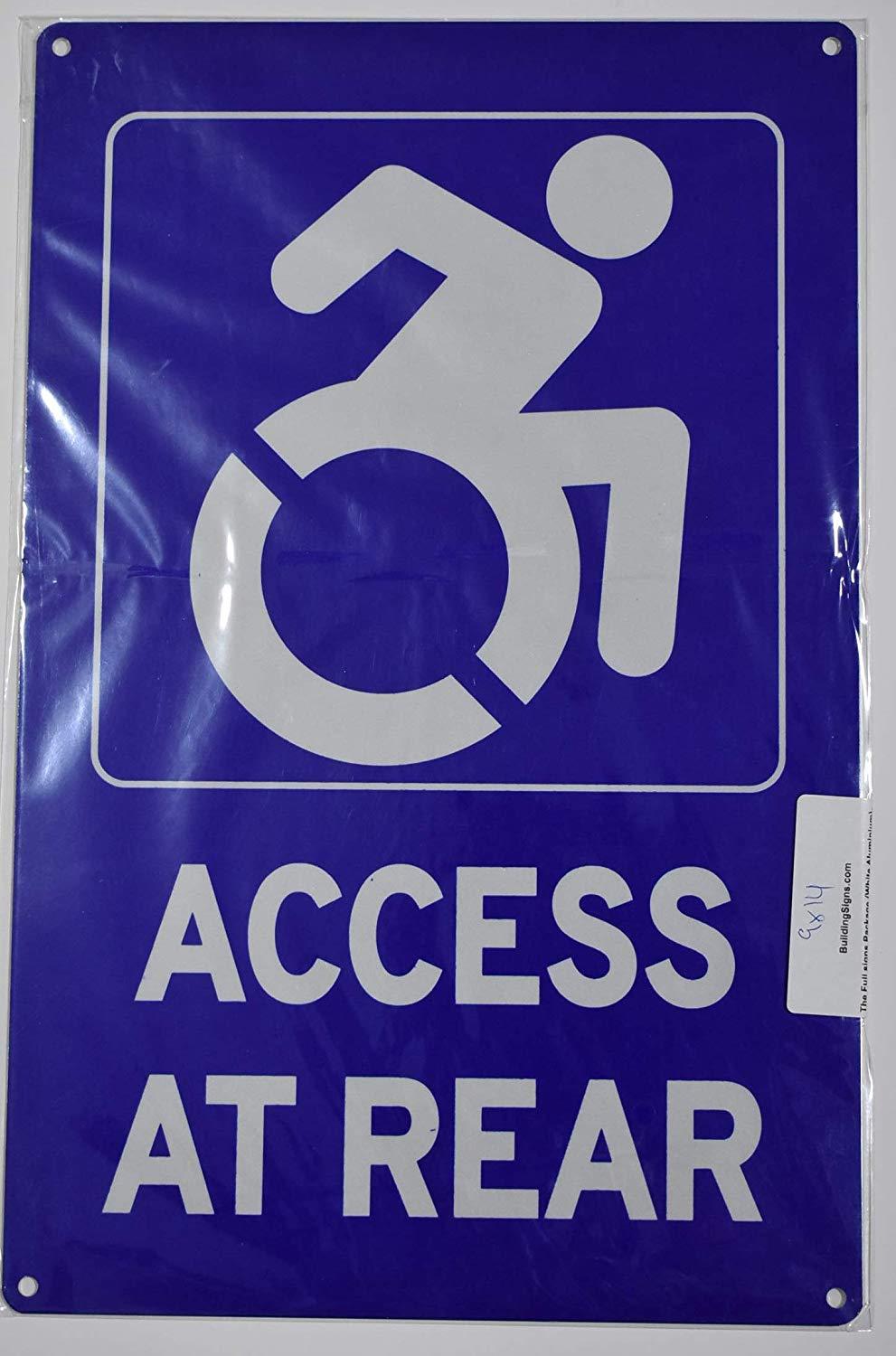 Access at Rear Sign (Aluminium Reflective,Rust Free, Blue 9X14)-..-REF24-1027